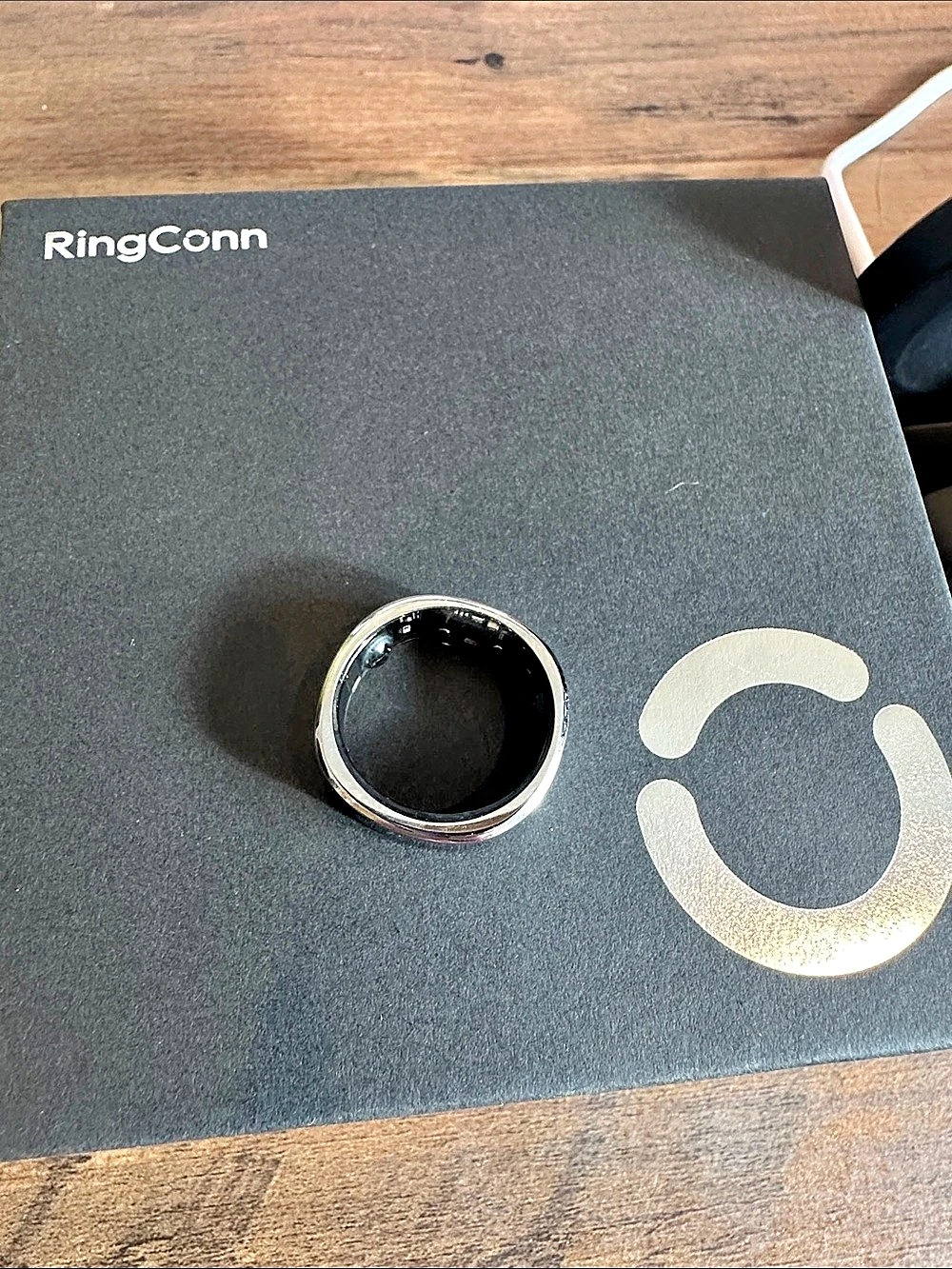 RingConn Smart Ring 2 in Silver & Black - Size 8